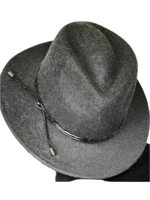 Hat - Black With Thin Black Rope Head Band-Women's-AD1130A