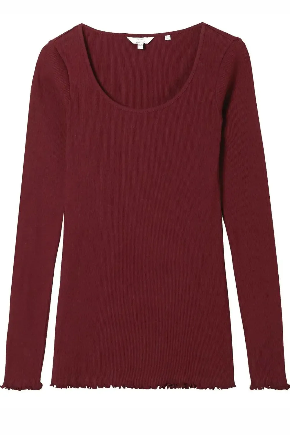 Long Sleeve Cotton Top Lettuce Edging