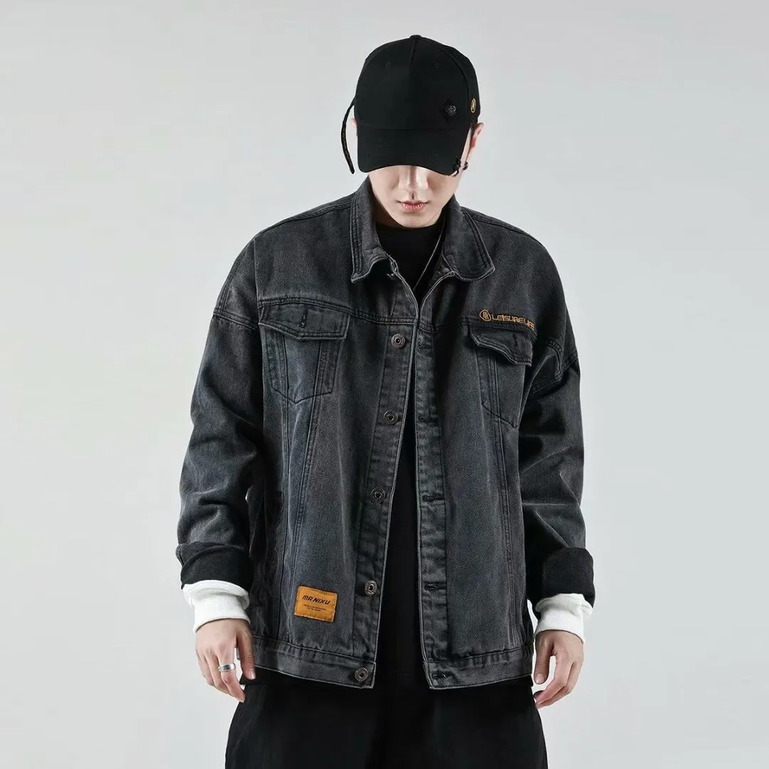Men Denim Jacket Casual Long-Sleeved Cotton Jacket Men's Denim Autumn