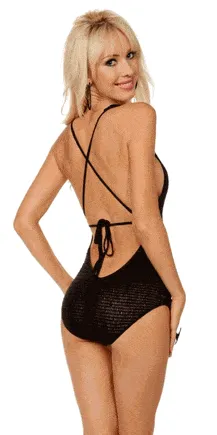 Sexy Criss Cross Back Crochet One Piece Swim Suit