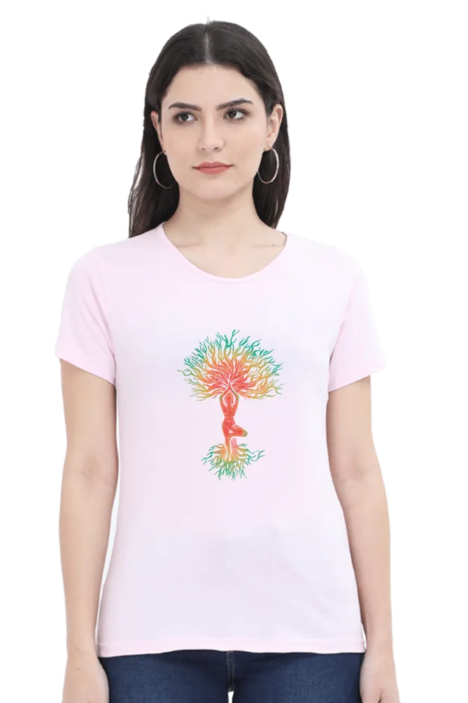 Yoga Tree Printed Scoop Neck T-shirt for women
